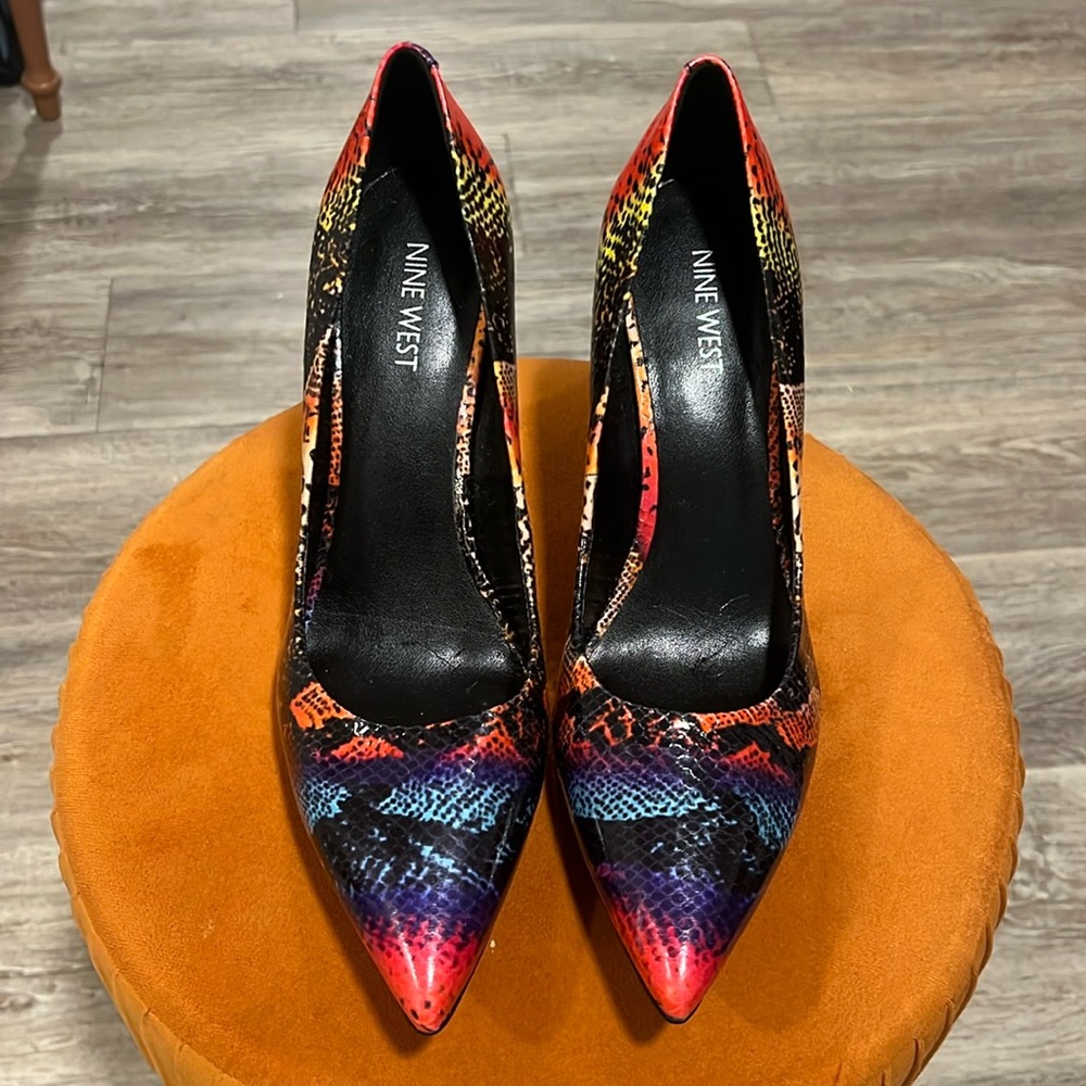 Nine West Colourful Snake Skin Pointy Heel Shoes